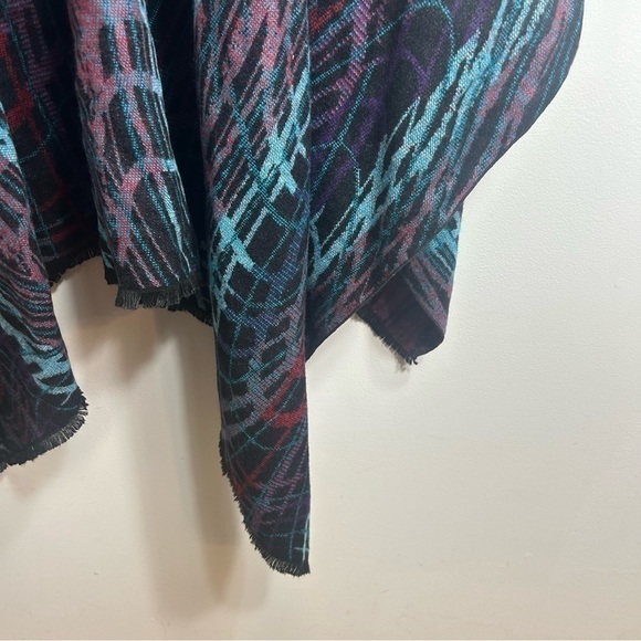 Reversible Kimono Poncho Purple Blue Caftan One Size Boho - Picture 4 of 5